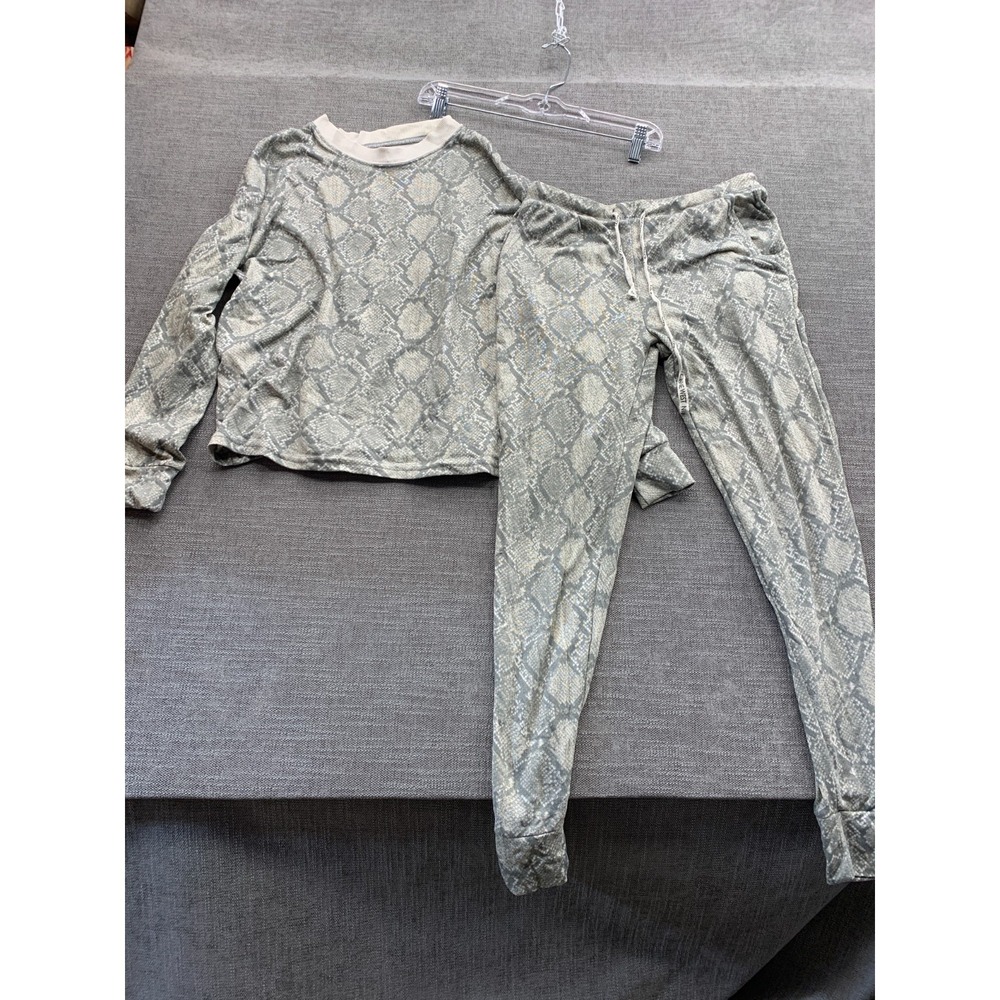 Nine West Sleepwear Pajama Set Womens Small Petite Snake Skin Stretch Pockets